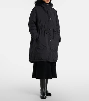 Hooded shearling-trimmed down coat | Yves Salomon
