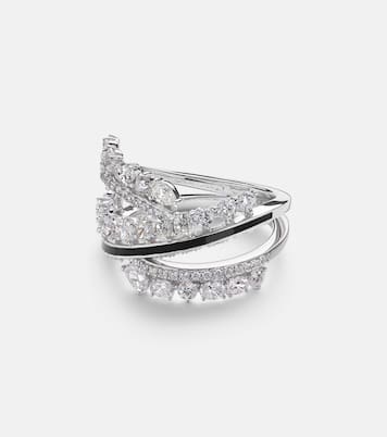 Twist 18kt white gold and enamel ring with diamonds | Kamyen