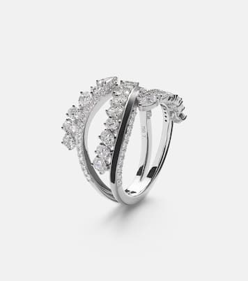 Twist 18kt white gold and enamel ring with diamonds | Kamyen