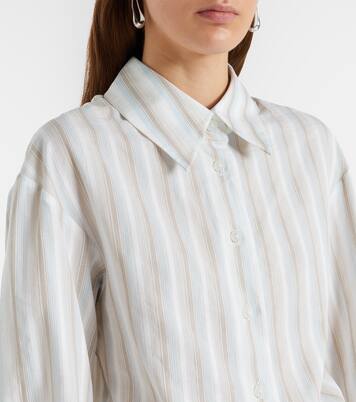 Camisa de algodón a rayas fruncidaç | Christopher Esber