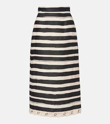 Rebellion striped linen midi skirt | Zimmermann