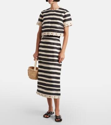 Rebellion striped linen midi skirt | Zimmermann