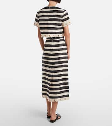 Rebellion striped linen midi skirt | Zimmermann