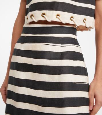 Rebellion striped linen midi skirt | Zimmermann