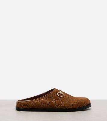 Slippers GG Horsebit aus Veloursleder | Gucci