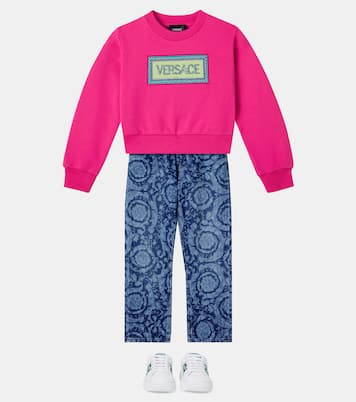 Logo cotton jersey sweatshirt | Versace Kids