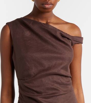 Vestido corto asimétrico de lino | SIR