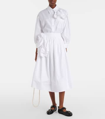 Floral-appliqué cotton poplin midi skirt | Simone Rocha