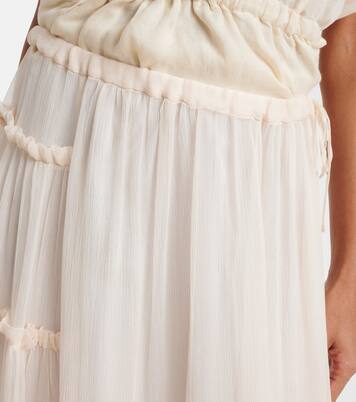 Ruffled asymmetric silk maxi skirt | Dries Van Noten