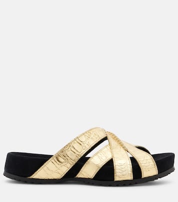 Sandalias de ante y piel metalizada | Dries Van Noten