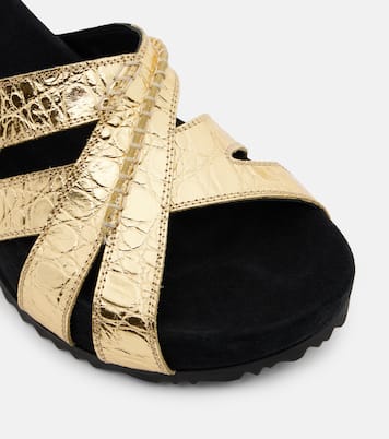 Sandalias de ante y piel metalizada | Dries Van Noten