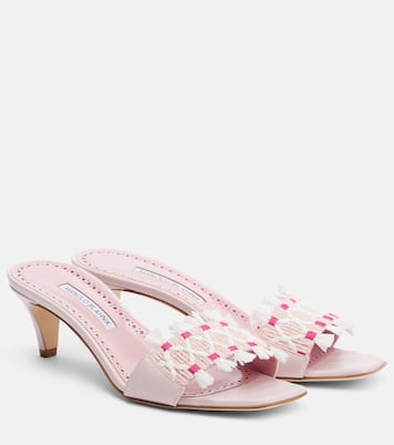 Mules More brodées en cuir | Manolo Blahnik