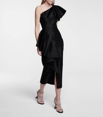 One-Shoulder-Midikleid aus Satin | Rasario