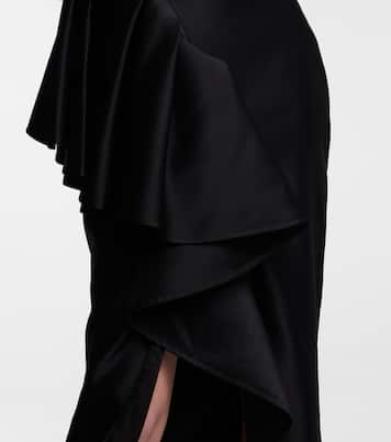 One-Shoulder-Midikleid aus Satin | Rasario