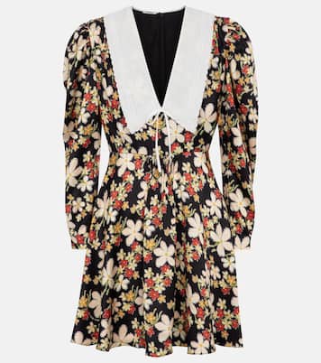 Robe en satin sablé à fleurs | Miu Miu