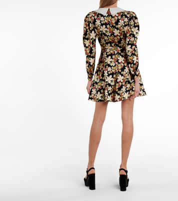 Robe en satin sablé à fleurs | Miu Miu