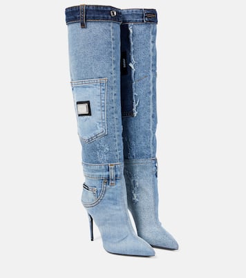 Cardinale denim knee-high boots | Dolce&Gabbana