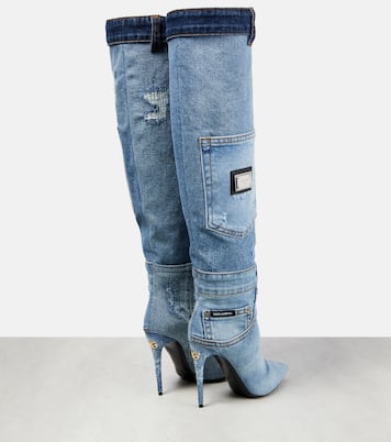 Cardinale denim knee-high boots | Dolce&Gabbana