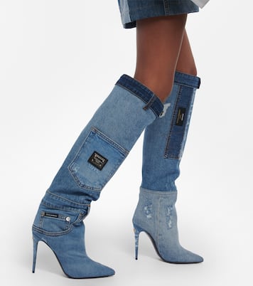 Cardinale denim knee-high boots | Dolce&Gabbana
