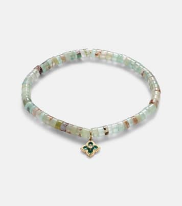 14kt gold Moroccan charm beaded bracelet with diamond | Sydney Evan