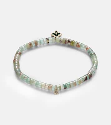 14kt gold Moroccan charm beaded bracelet with diamond | Sydney Evan
