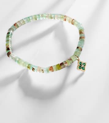 14kt gold Moroccan charm beaded bracelet with diamond | Sydney Evan
