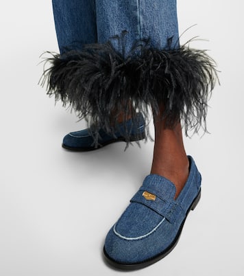 Mocassini in denim con logo | Miu Miu