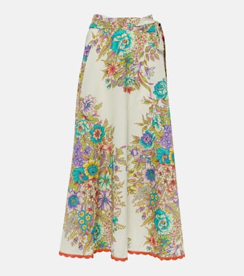 Falda midi de algodón y seda floral | Etro