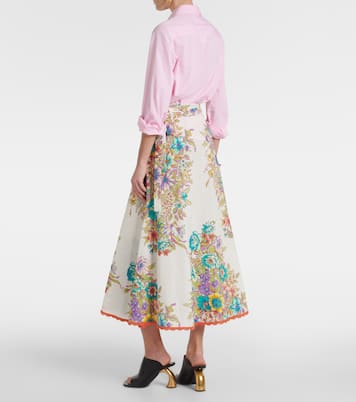 Falda midi de algodón y seda floral | Etro