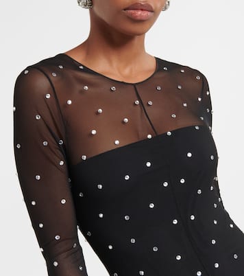Gem embellished mesh jumpsuit | Oséree