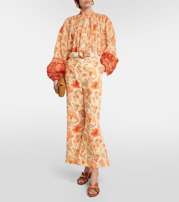 Pantalones flared Junie cropped de lino  | Zimmermann