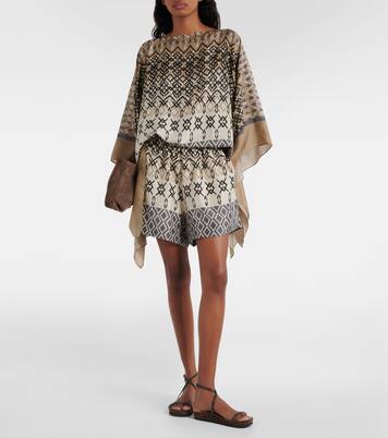 Shorts in seta con stampa | Brunello Cucinelli