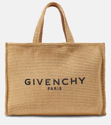 G Tote Medium raffia effect tote bag in neutrals Givenchy Mytheresa