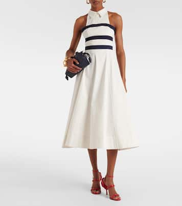Captain striped cotton chino midi dress | Staud