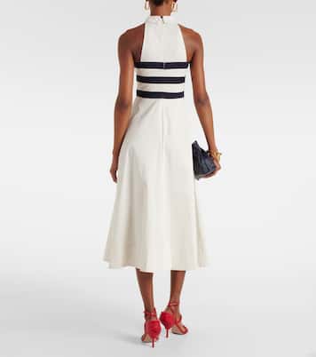 Captain striped cotton chino midi dress | Staud