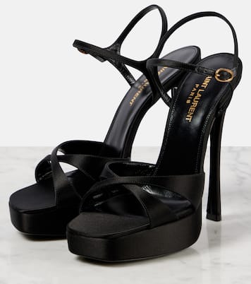 Sandali Debbie 110 in raso con plateau | Saint Laurent