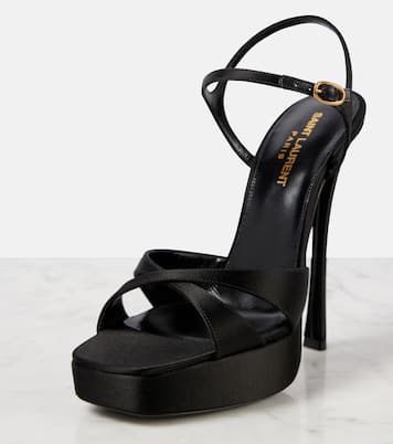 Sandali Debbie 110 in raso con plateau | Saint Laurent