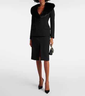 Blazer aus einem Wollgemisch mit Faux Fur | Dolce&Gabbana