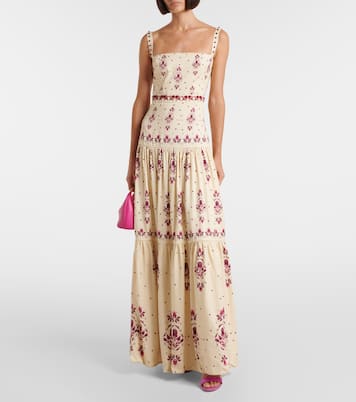 Besticktes Maxikleid Lima Relato aus Leinen | Agua by Agua Bendita
