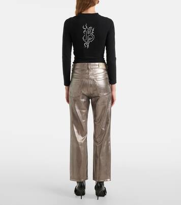 Coated high-rise straight jeans | 7 For All Mankind