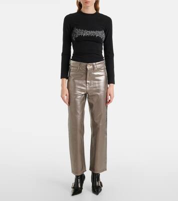 Coated high-rise straight jeans | 7 For All Mankind
