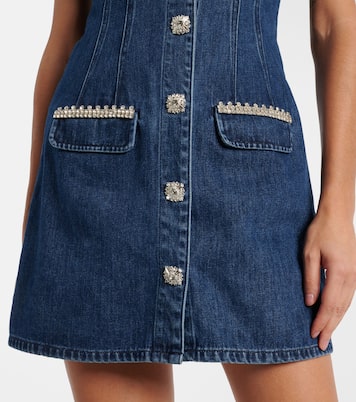 Abito corto di jeans con cristalli | Self-Portrait