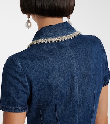 Abito corto di jeans con cristalli | Self-Portrait