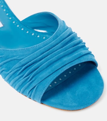 Mules Piruaflat 10 en daim | Manolo Blahnik