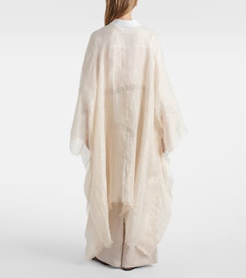 Fringed linen-blend cape | Brunello Cucinelli