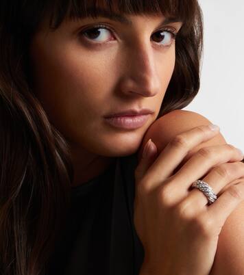 Sculpted Cable 18kt white gold ring with diamonds | David Yurman