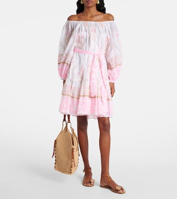 Printed off-shoulder cotton minidress | Juliet Dunn
