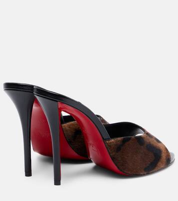 Miss Z 100 레오파드 프린트 카프 헤어 뮬 | Christian Louboutin