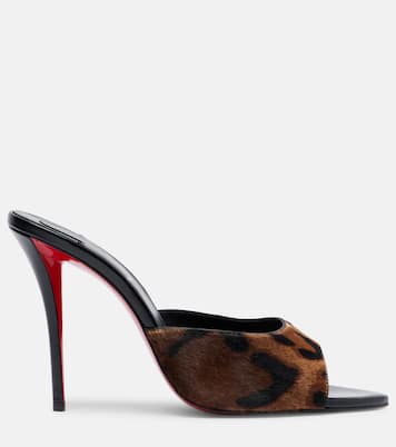 Miss Z 100 레오파드 프린트 카프 헤어 뮬 | Christian Louboutin