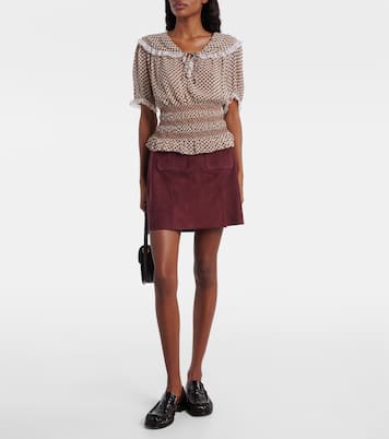 Britt gingham shirred crêpe top | Rixo